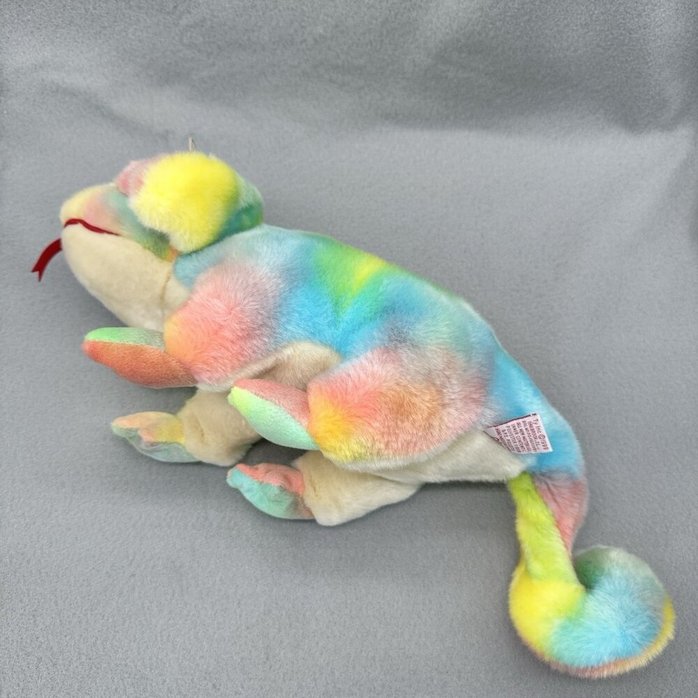 Vtg TY Beanie Buddies Rainbow Chameleon Pastel Tie Dye 1999 Plush Stuffed 14" - Picture 3 of 15